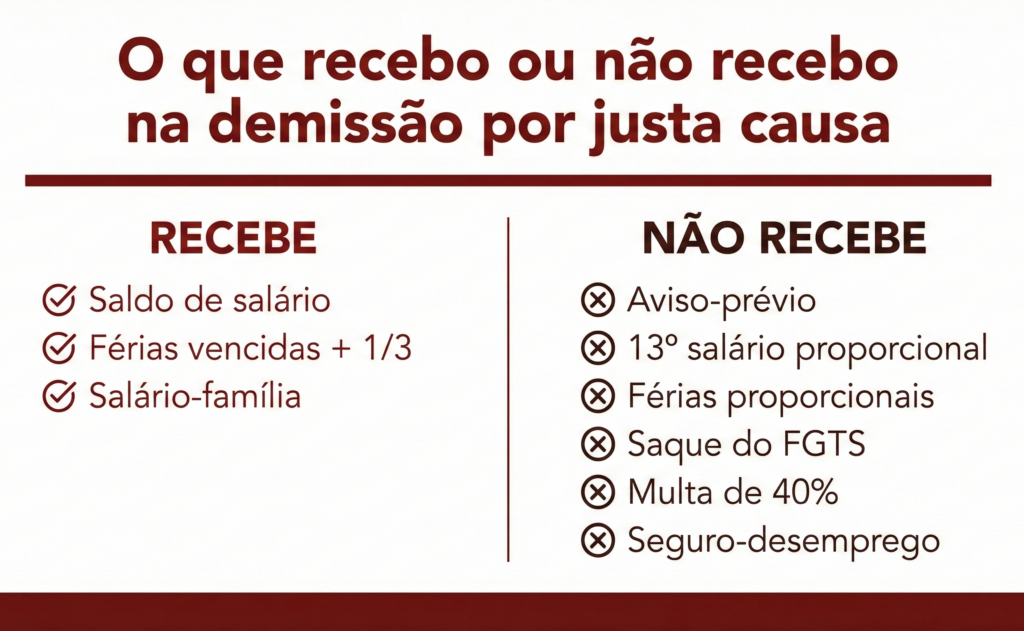 Infográfico O que recebo ou não recebo na demissão por justa causa