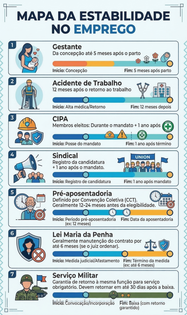 Casos de estabilidade no emprego previstos em lei e quando a demissão é proibida